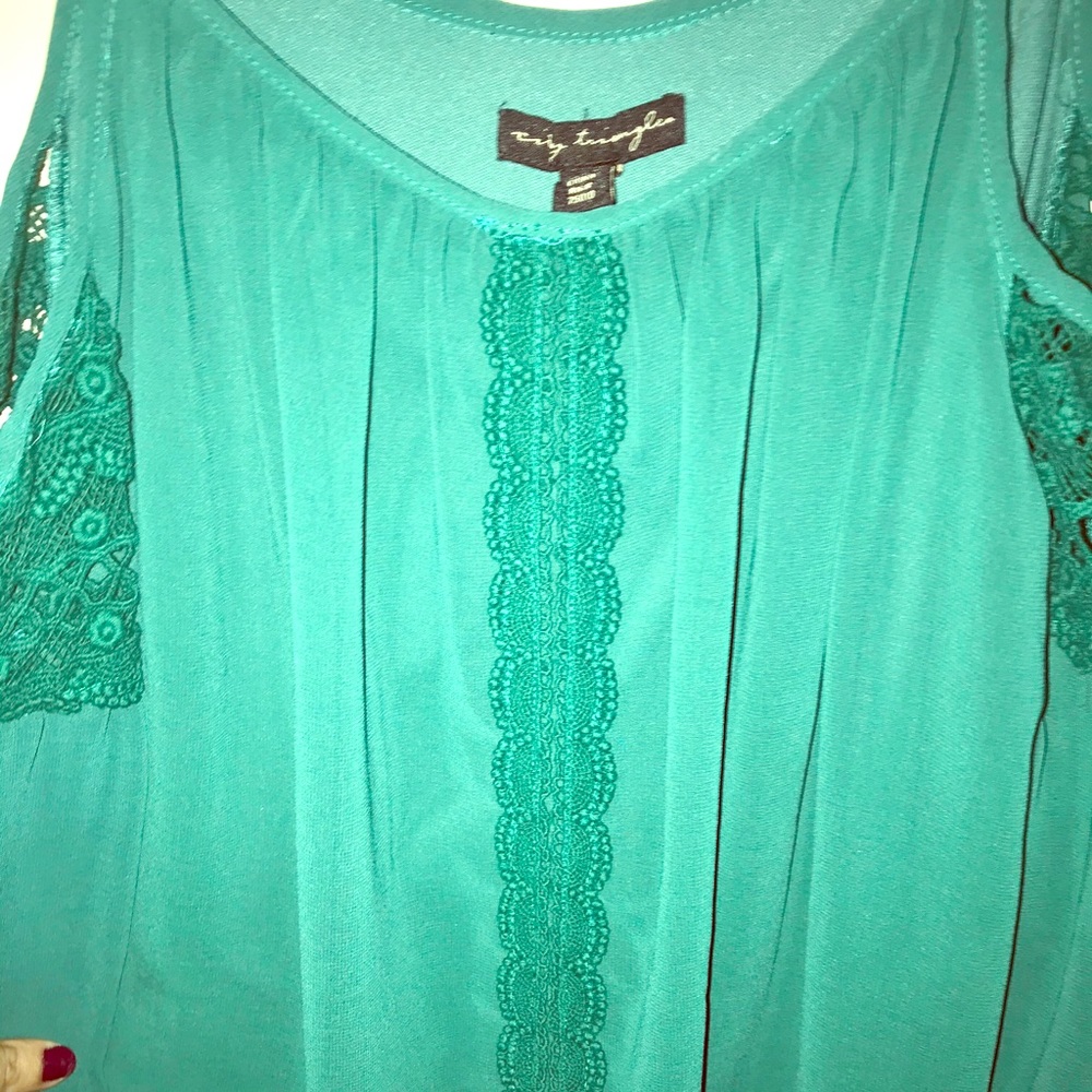 Flowey Teal Off Shoulder Dress